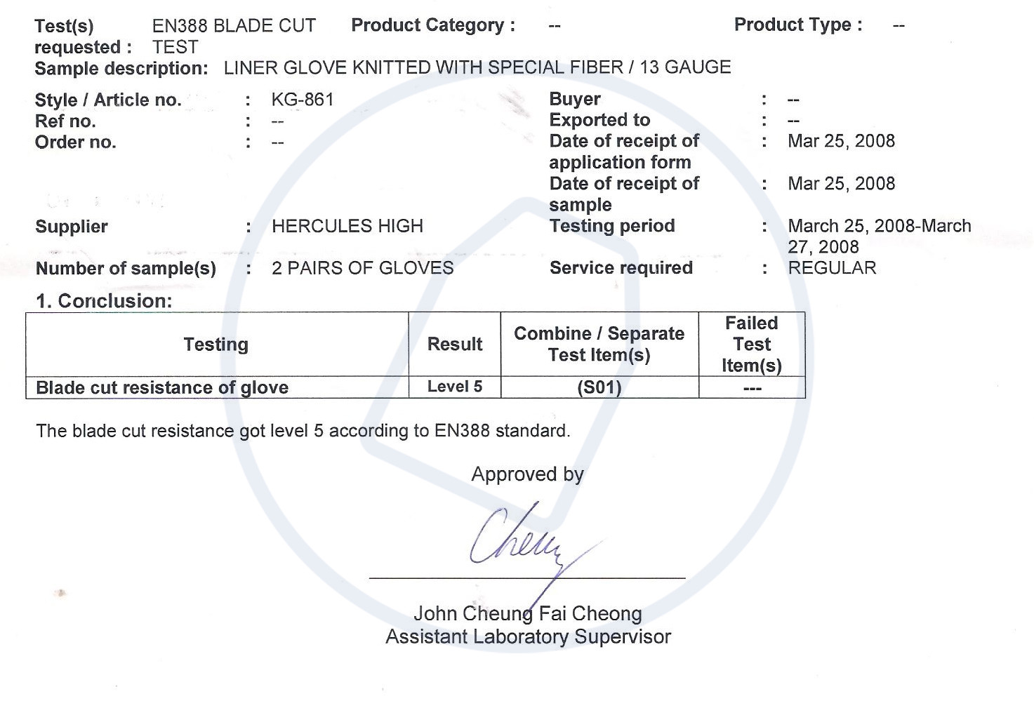 The EN388 level 5 cut resistance glove testing